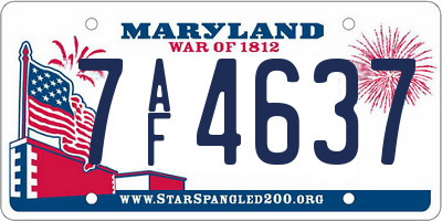 MD license plate 7AF4637