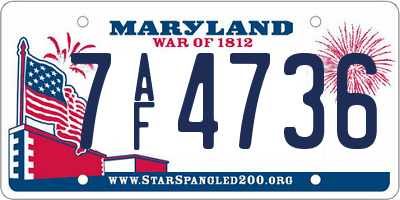 MD license plate 7AF4736