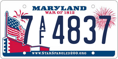MD license plate 7AF4837