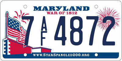 MD license plate 7AF4872