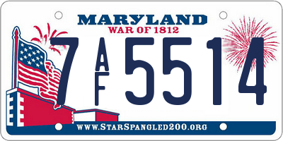 MD license plate 7AF5514