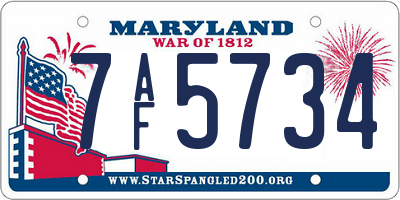 MD license plate 7AF5734