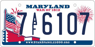MD license plate 7AF6107