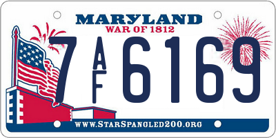 MD license plate 7AF6169