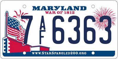 MD license plate 7AF6363