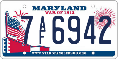 MD license plate 7AF6942