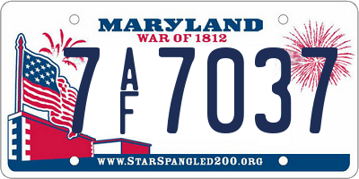MD license plate 7AF7037