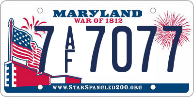 MD license plate 7AF7077