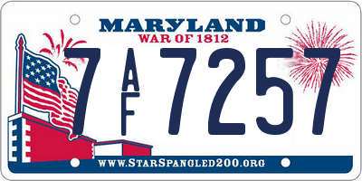 MD license plate 7AF7257