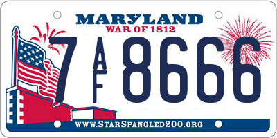 MD license plate 7AF8666