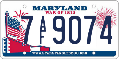 MD license plate 7AF9074