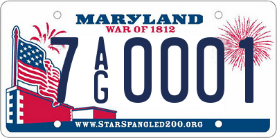 MD license plate 7AG0001