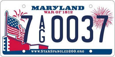MD license plate 7AG0037
