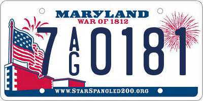 MD license plate 7AG0181