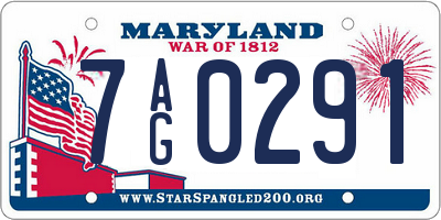 MD license plate 7AG0291