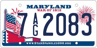 MD license plate 7AG2083