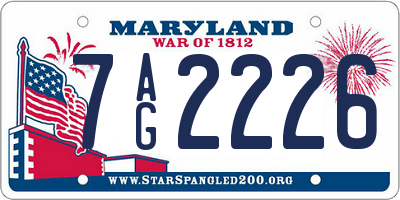 MD license plate 7AG2226