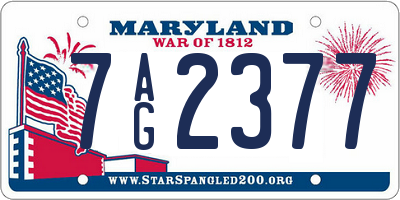 MD license plate 7AG2377