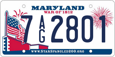 MD license plate 7AG2801
