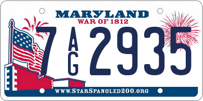 MD license plate 7AG2935