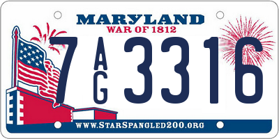 MD license plate 7AG3316