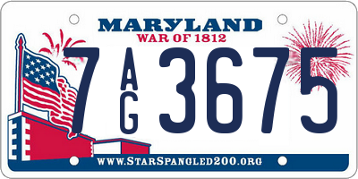 MD license plate 7AG3675
