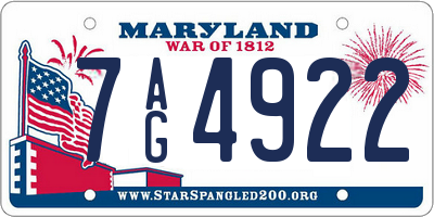 MD license plate 7AG4922