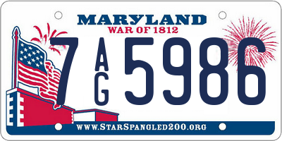 MD license plate 7AG5986