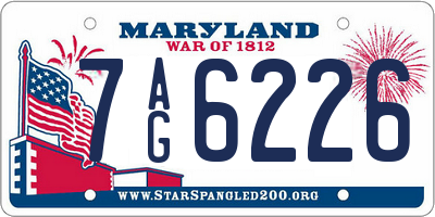 MD license plate 7AG6226