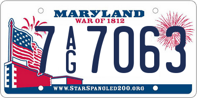 MD license plate 7AG7063