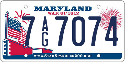 MD license plate 7AG7074