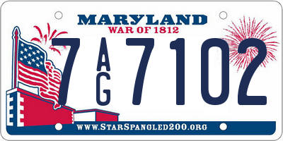 MD license plate 7AG7102