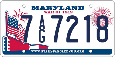 MD license plate 7AG7218