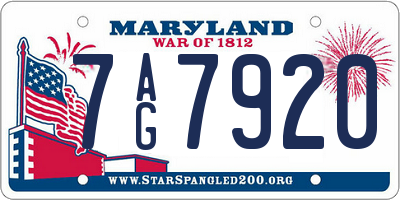 MD license plate 7AG7920