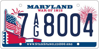 MD license plate 7AG8004