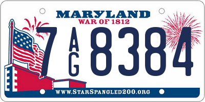 MD license plate 7AG8384