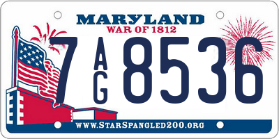 MD license plate 7AG8536