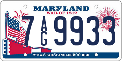 MD license plate 7AG9933