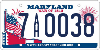 MD license plate 7AH0038