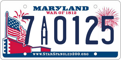 MD license plate 7AH0125