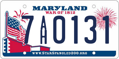 MD license plate 7AH0131