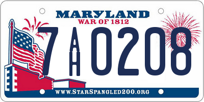 MD license plate 7AH0208