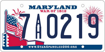 MD license plate 7AH0219