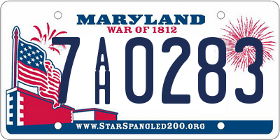 MD license plate 7AH0283