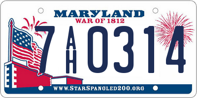 MD license plate 7AH0314