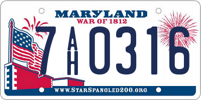 MD license plate 7AH0316
