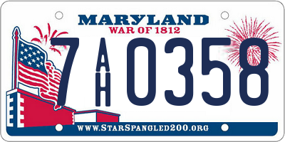 MD license plate 7AH0358