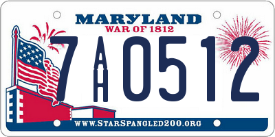 MD license plate 7AH0512