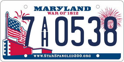 MD license plate 7AH0538