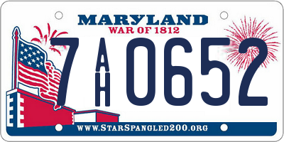MD license plate 7AH0652